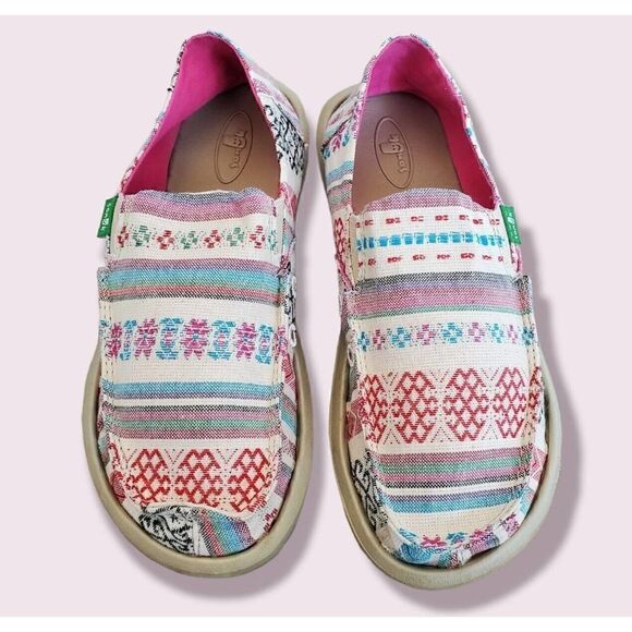 Sanuk Vagabond Slip On Canvas Sidewalk Surfers Shoes Size 5 US Pink - Picture 3 of 8